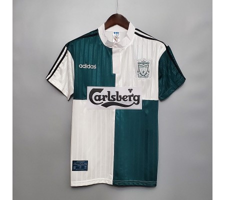 Liverpool 95/96 Away White&Green Soccer Jersey